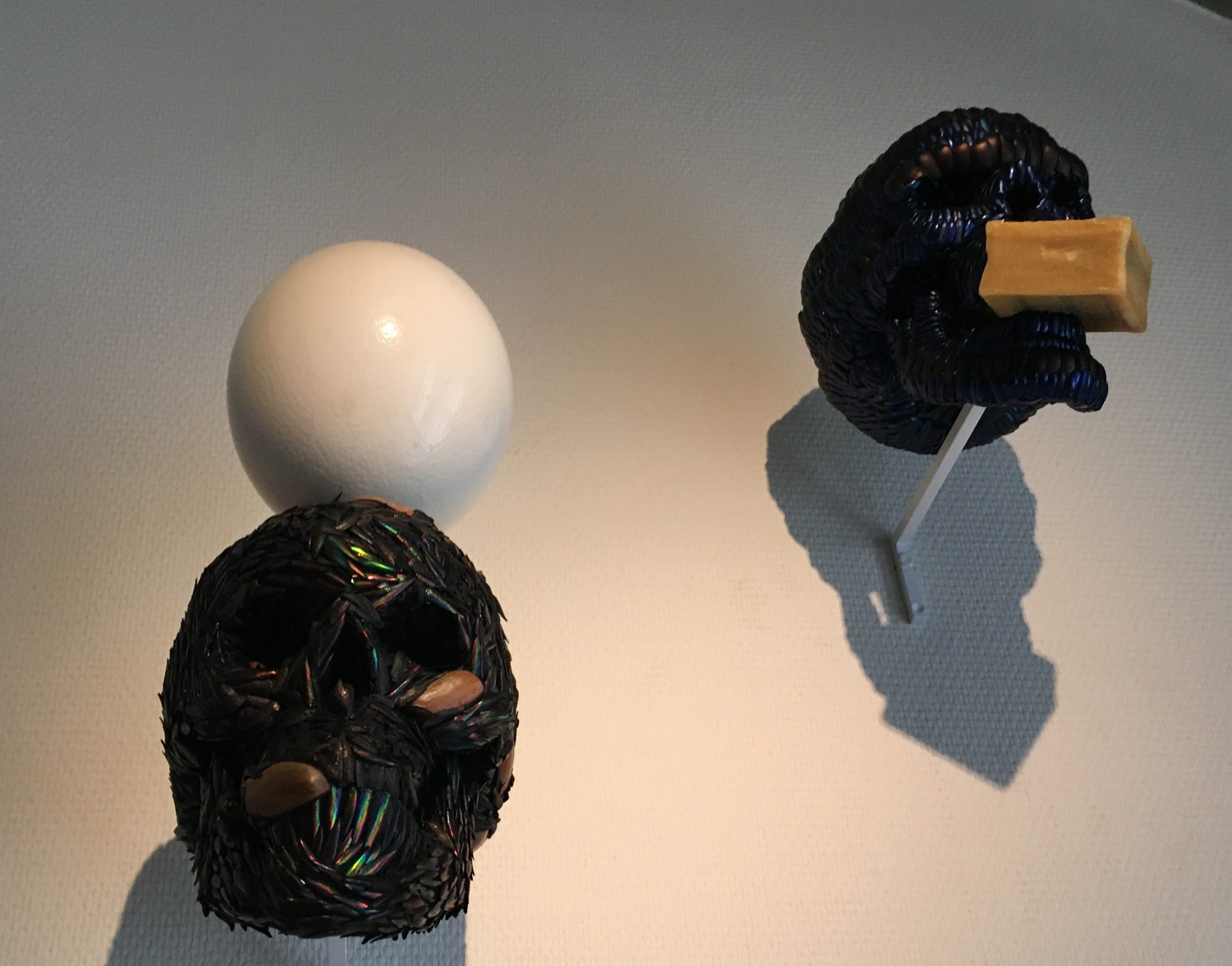 Jan Fabre, skull with egg and skull with soap