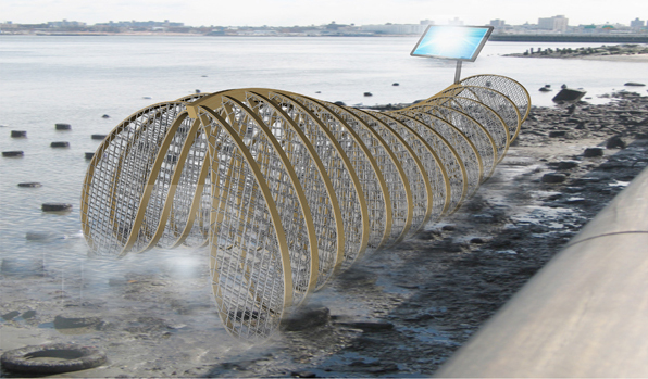 Oyster Gill Render With Solar Panel in Water
